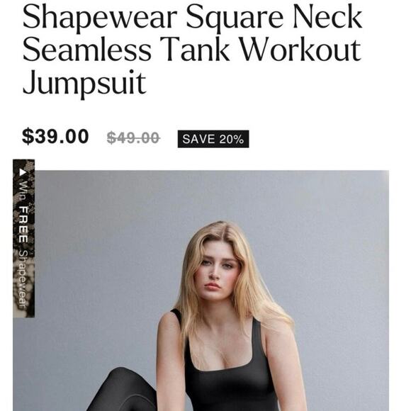 Popilush Black Seamless Shapewear Tank Jumpsuit Size M NWT/NEW Sculpting Fit - Picture 15 of 16